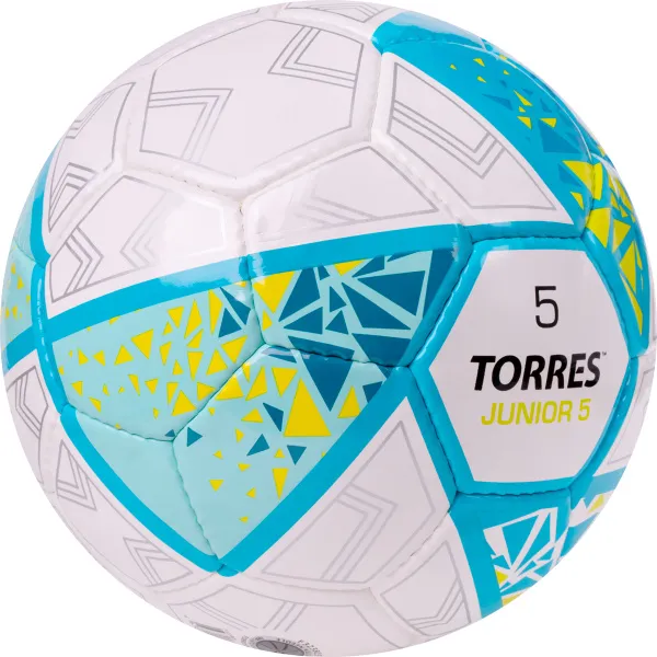 Мяч футб. TORRES Junior-5, F323805, р.5,глянц.ПУ,4 сл,32 п, руч.сш,бел-бирюзовый за 2&nbsp;070.60 ₽ в Иркутске