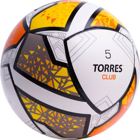 Мяч футб. TORRES Club, F323965, р.5, 10 пан., ПУ, гибрид. сшив, бел-оранж-желт за 2&nbsp;225.30 ₽ купить в Иркутске