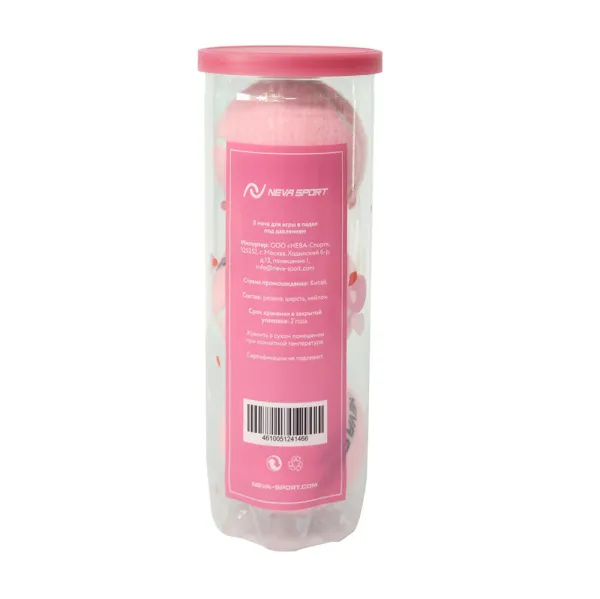 Мяч для падела NS Sakura, UAA2, уп.3 шт, сукно, нат.резина, розовый за 824.50 ₽ в Иркутске