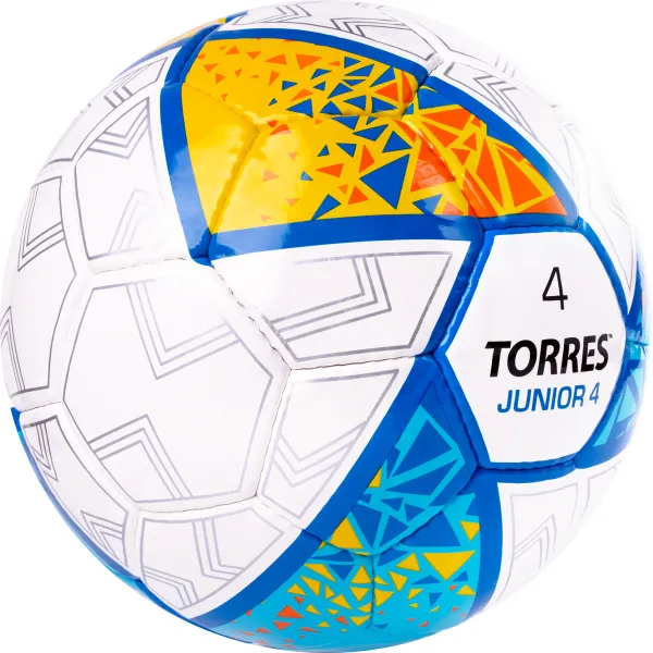 Мяч футб. TORRES Junior-4, F323804, р.4,глянц.ПУ, 4 сл, 32п, руч.сш, бел-жел-гол за 2&nbsp;070.60 ₽ в Иркутске
